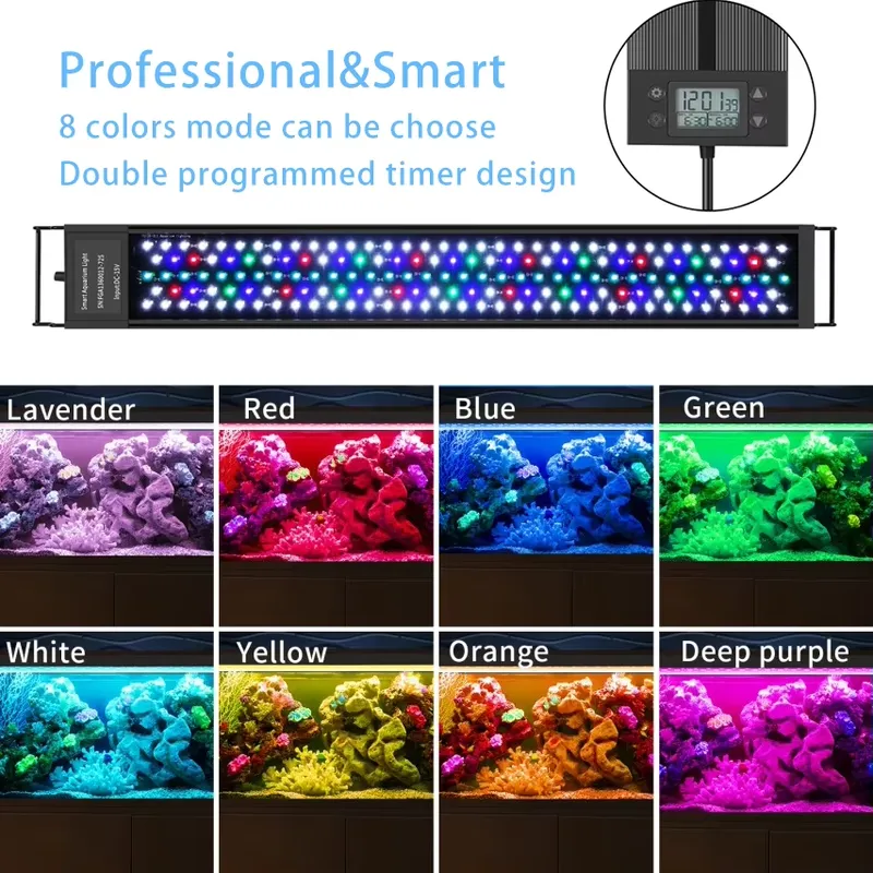 إضاءة LED بحرية WRGB مقاس 30 س - مراجعة Marine Aquarium Hours وسعره